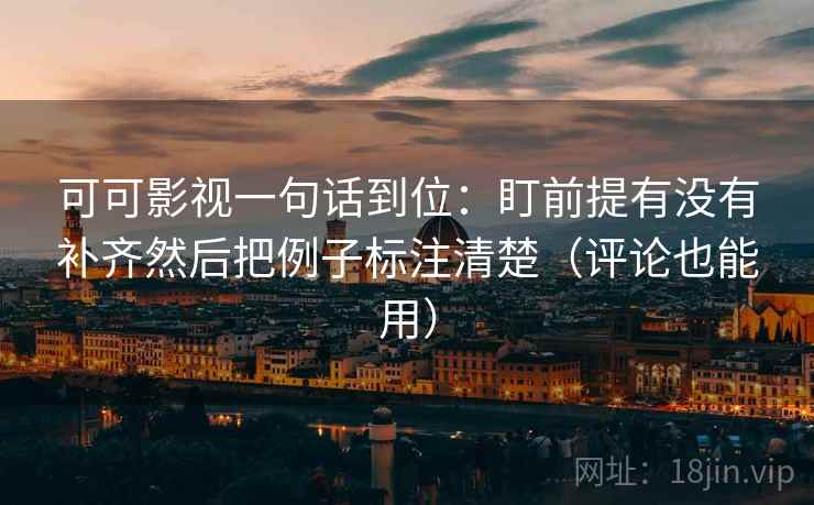 可可影视一句话到位：盯前提有没有补齐然后把例子标注清楚（评论也能用）