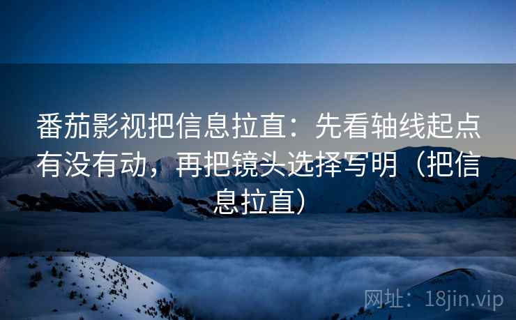 番茄影视把信息拉直：先看轴线起点有没有动，再把镜头选择写明（把信息拉直）  第2张